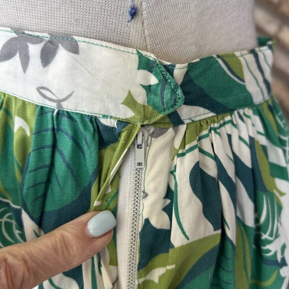 Vintage Green Floral Handmade Full Gathered Skirt - Picture 3 of 7